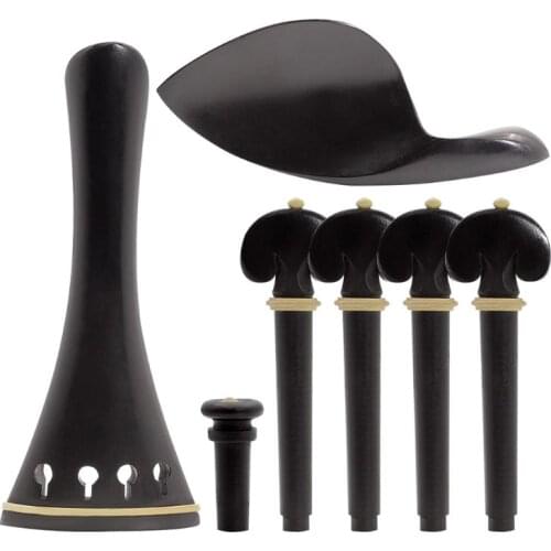 M5TC 1set Violin Kit Accessories 4/4 Ebony Violin Tailpiece Peg Chin rest Fine Tuner