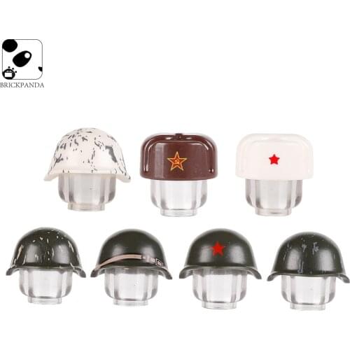 WW2 Military Printing Soldiers Building Blocks Minifigs Army Weapon-Parts Wearing Helmet Accessories Brick Toys for Children