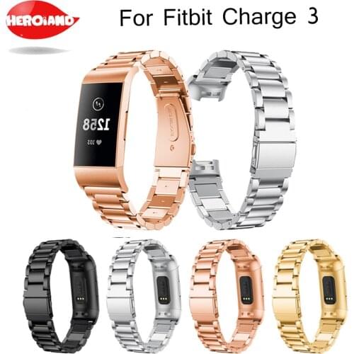 Fashion Stainless Steel Watch band Strap For Fitbit Charge 3 link bracelet Replacement Watchband For Fitbit Charge 3 Luxury Band