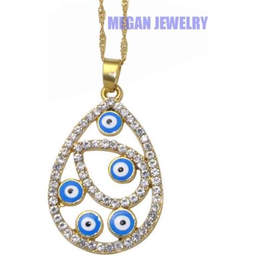 Muslim turkish evil eye crystal pendant & necklace , Islam Gift & Jewelry