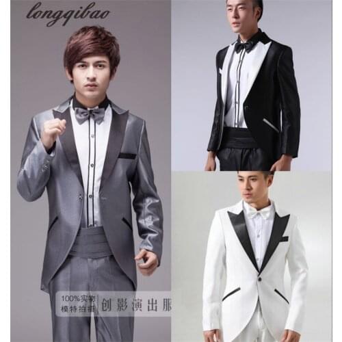 New mens fashion suit suit stage mens piano tuxedo show (coat + pants + waist + tie)HF306