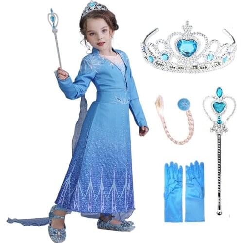 NEW Snow Queen Frozen Elsa Girls Princess Dress Halloween Cosplay Costume Winter Party Costume for Kids Girl Vestidos