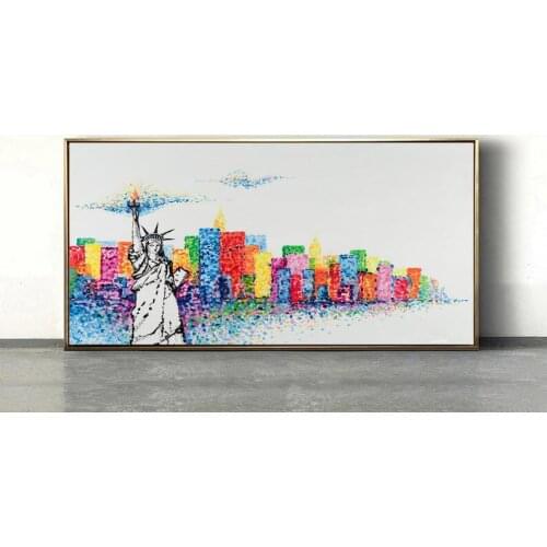 New York Skyline Painting Abstract Canvas Painting Art Wall Art Canvas Dine Room Wall Art Large Original Oil Painting Canvas