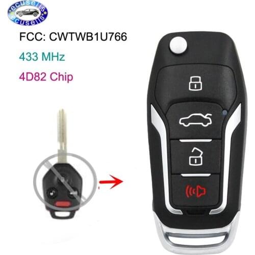 Upgraded Replacement Flip Remote Key Fob 4B 433MHz 4D82 Chip for Subaru Forester Impreza 2012-2017 FCC: CWTWB1U766