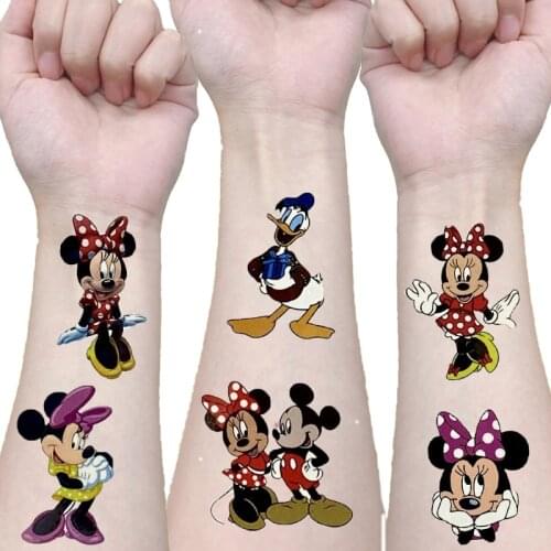 Disney Mickey Minnie mouse Originales Tattoo Sticker Random 1PCS Action Figure classic Cartoon Kid Girls Christmas Birthday Gift