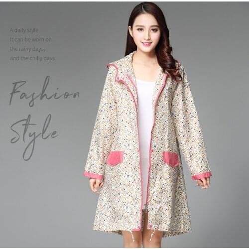 Fashion Fresh Small Floral Rain Cove Long Raincoat Women Lightweight Portable Trench Coat Waterproof Clothing