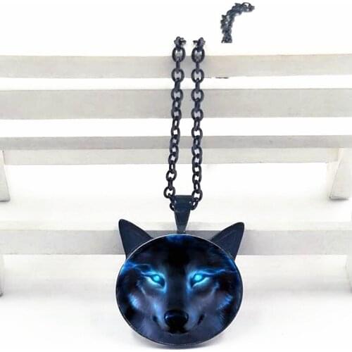 2019 New charm Nordic magic wolf necklace cat ear pendant jewelry glass cabochon necklace childrens gift jewelry