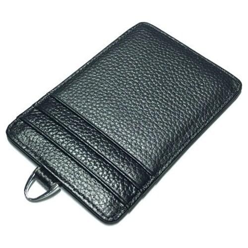 Genuine Leather ID Card Holder 3 Card Position Front Mirror Window Send Hang Rope