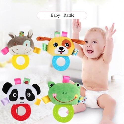 Newborn Rattles Toy Hand Bell Toddler Infant Rings Interactive Cute Cartoon Animal Plush Toys Baby Early Education Gift