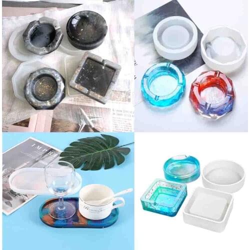 DIY Oval/Round/Polygon/Rhombus Ashtray Mold Silicone Tray Epoxy Resin Casting Molds Crystal Crafts Making Mold Tools