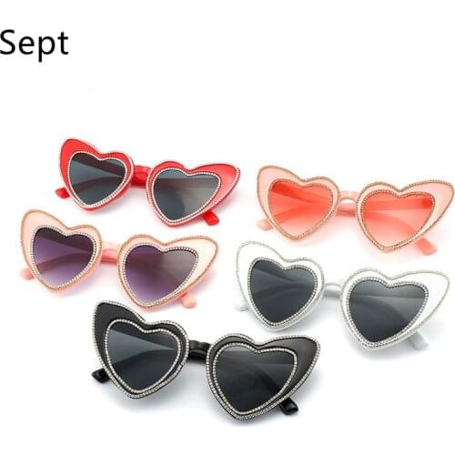 Sept Heart Sunglasses Vintage Pink Gradient Eyewear Men Cat Eye Fashion Women Luxury Diamond Trending Shades UV400 Sun Glasses