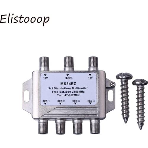 3 In 4 Out Satellite DiSEqC Stand-Alone Multiswitch Splitter 3x4 Satellite Switch FTA TV LNB Switch For Smatv DVB-S2 DVB-T2