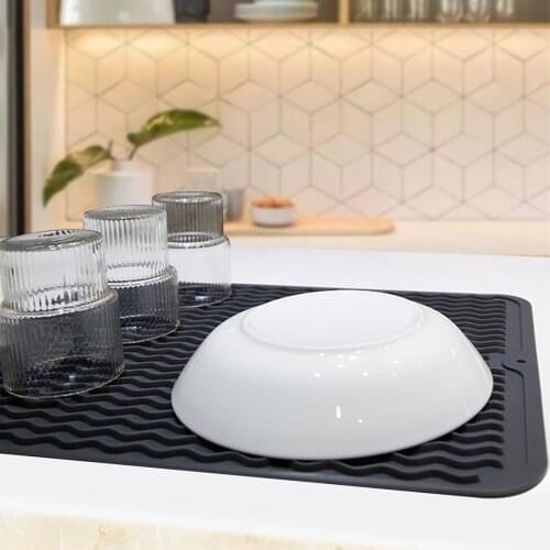 Foldable Insulated Soft Rubber Dishes Protector Sink Mat Table Kitchen Home Anti Slip Drying Dishes Drain Mat Kitchen Sink Mat