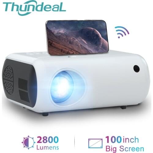 ThundeaL 2000 Lumen LED Mini Projector TD860 for 1080P Video 3D Home Theater Smart Beamer Children Portable Projector Kids Gift