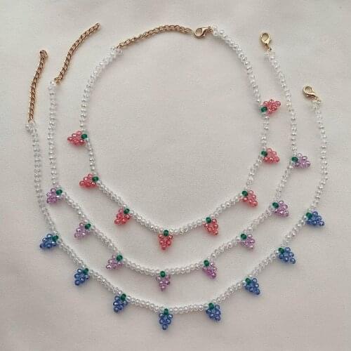 Vedawas Korean Fresh Furit Handmade Necklace for Women Kids Simple Cute Acrylic Beads Choker Necklace Girl Gifts Jewelry Party