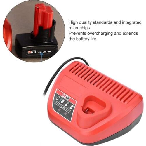 Eu Plug Ac220-240V Li-Ion Charger For Milwaukee M12 N12 Input Output 12V 10.8V 48-59-2401 48-11-2402 Power Tools