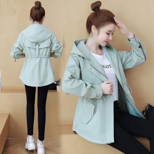 2021Spring Autumn Women Jacket Coat Long Sleeve Student Windbreaker Female Hooded Basic Jackets Outerwear With Lining Plus Size