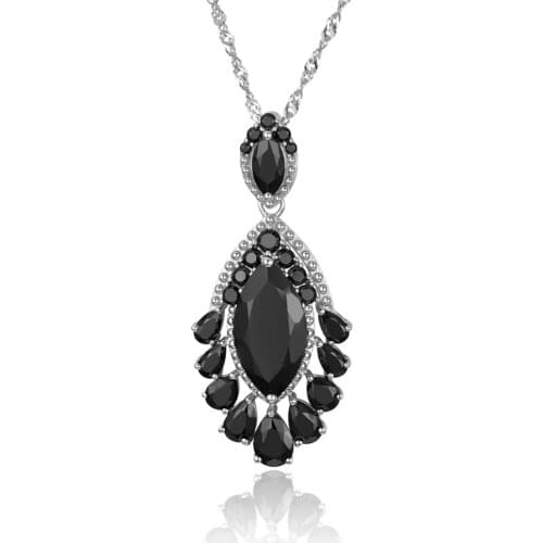 GZ ZONGFA Fashion Natural Black Spinel Gem 925 Sterling Silver Handmade Jewelry Silver 925 Pendant Necklace