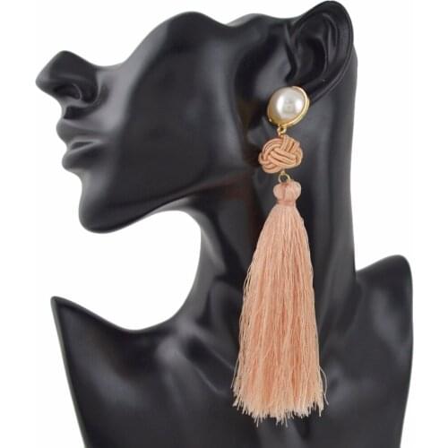 Ethnic Jewelry Pearl Silk Cotton Tassel Earrings For Women 2019 Wholesale Wedding Party Jewellery Accessories boucle d'oreille