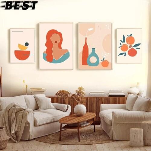 Women Abstract Portrait Silhouette Retro Fashion Contemporary Art Posters Prints Minimalist Nordic Canvas Painting Picture Decor