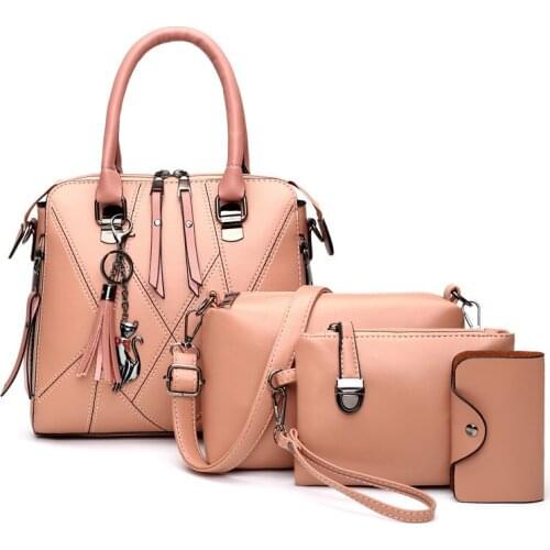 4pcs Woman Bag Set Fashion Female Purse and Handbag 5 color Four-Piece Leather Shoulder Bags Tote Messenger Bag Coin Purse Flap
