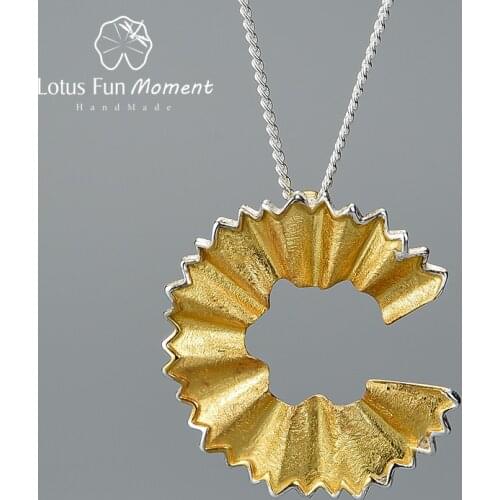 Lotus Fun Moment Real 925 Sterling Silver Fine Jewelry Creative Pencil Shavings Design Pendant without Necklace for Women Gift