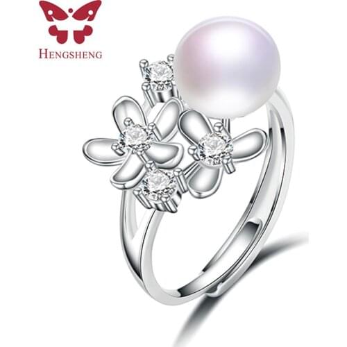 Fine Jewelry 100% Real 925 Sterling Silver Daisy Floral Wedding Rings For Women Dropshipping Natural Pearl Ring Fashion Jewelry