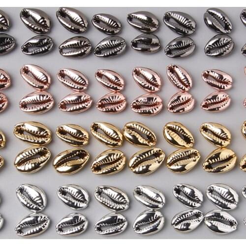 10pcs/lot Metallic Color Natural Shell Charm Seashell Cowrie Conch Beads Jewelry Accessories Earrings Bracelet Necklace Making