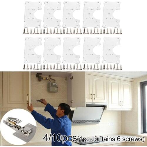 10pcs Cupboard Door Stainless Steel Hinge Fixing Plate For Cabinet Door Repair Installer Kits Furniture For Wood Fixing Hardware