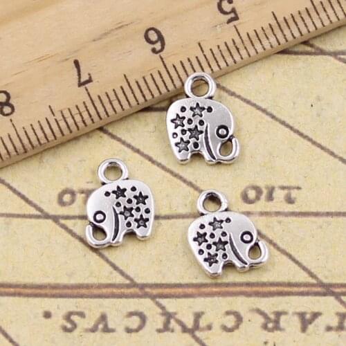 50pcs Charms Lovely Elephant Star 11x8mm Antique Silver Pendants Making DIY Handmade Tibetan Silver Finding Jewelry For Bracelet