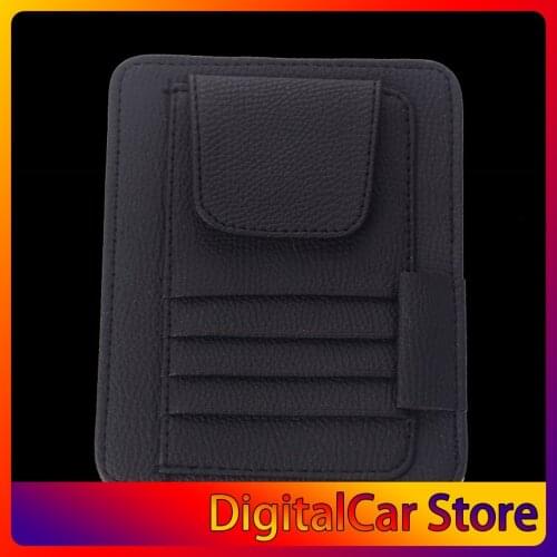 Car Sun Visor Organizer Holder Multi-function Glasses Card Clip Leather Holder Universal Car Auto Card Clip Pouch Bag Orange