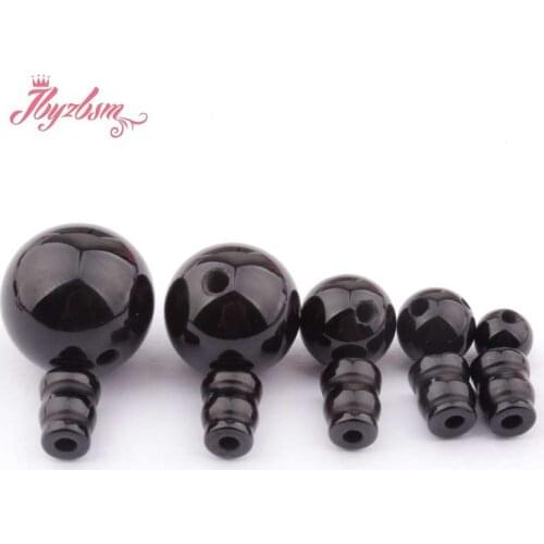 8,10,12,14mm Round Black Agates 5x7mm Pagoda Tibet Guru Natural Stone Beads 1 Set,For Necklace Jewelry Making,Free Shipping