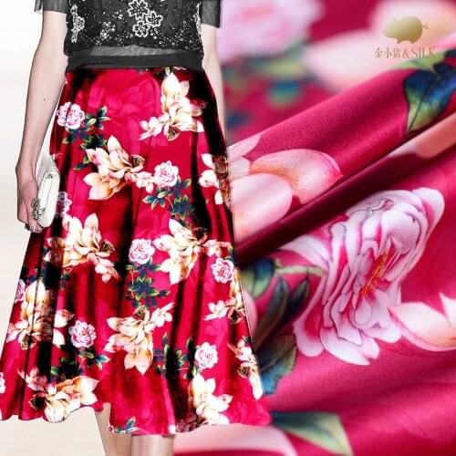Digital inkjet flower silk fabric satin 19mm soft cheongsam dress silk stretch satin fabric wholesale silk cloth 108 cm width