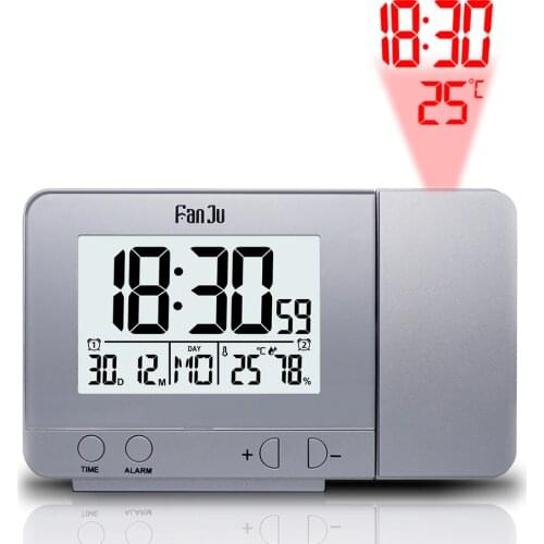 FanJu FJ3531 Digital Clock LED Projector Alarm Table Clock Snooze Thermometer Hygrometer With Temperature and Time Projection