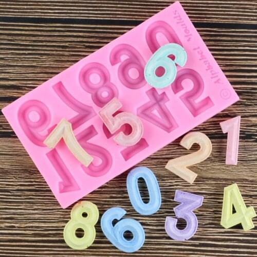 3D Number 0-9 Digital Silicone Molds Baby Birthday Cupcake Topper Fondant Cake Decorating Tools Candy Chocolate Gumpaste Moulds