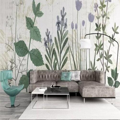 Decorative Wallpaper Nordic Hand-painted Style Plants Flowers Modern Simple Background Wall