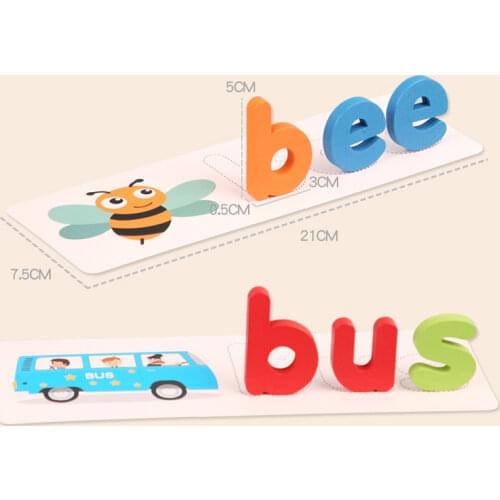 Spelling cards wood puzzle words recognition spelling Game Toy English 26 Letters Recognition Alphabet Toddler Early Educational