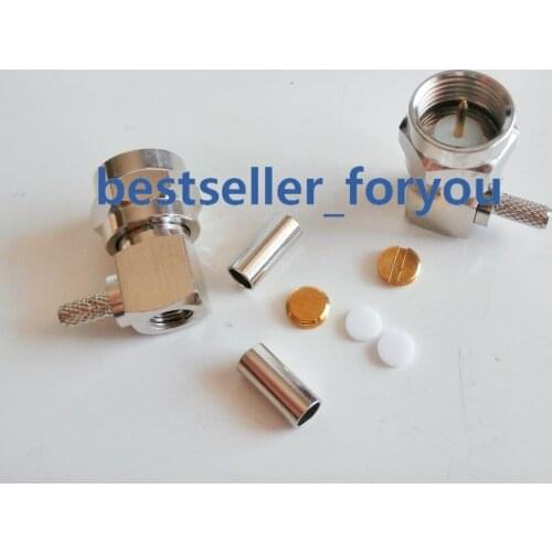 F Male Plug Crimp For RG174 RG179 RG316 RG188 Cable Right Angle RF Connector