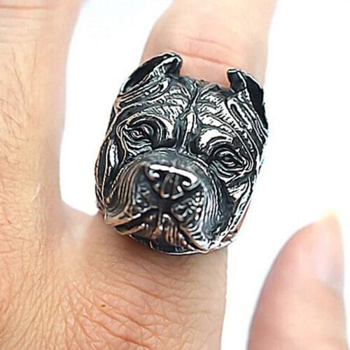 Rings For Men New Punk Titanium Steel Ring Bulldog Dog Head Rings Animal Men Fine Jewelry Gifts Кольца 2021 Тренд Кольцо Мужское