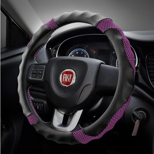 Leather Car Steering Wheel Cover 37/38cm For Fiat Grande Punto Bravo Linea Qubo Doblo Opel Combo Vauxhall Combo All Series