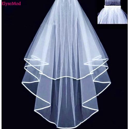 Beautiful Veu De Noiva Two Layer White Bridal Veil Wedding Veils With Comb Bride Veils