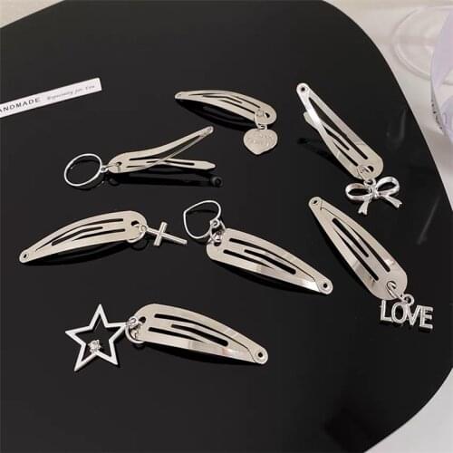 Creative Women Pendant Hair Clip Round Heart Metal Hairpins Girls Bangs BB Barrettes Elegant Cool Hairgrips Headwear Accessories