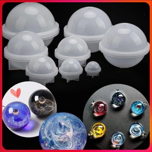 5PCS/Set Round Silicone Resin Mold Epoxy Ball Planet Molds Dried Flower Resins Decorative Craft DIY Handmade Jewelry Home Decor