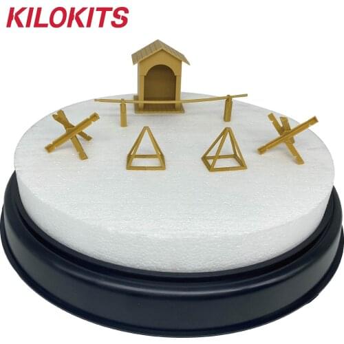 1/35 Scale Landscape Base Dia.30cm with Military Guard Shack and Anti-Tank Obstacles Model Accessories Miniatures