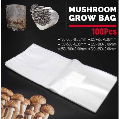 100Pcs Mushroom Grow Bag Spawn Media Grow Substrate High Temp Pre Sealable Garden Supplies PVC Garden Planting Ventilate Bags