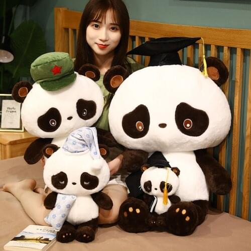 55/75cm Cute Baby Panda Bear Plush Stuffed Animal Doll Animals Toy Pillow Cartoon Kawaii Dolls Kids Gifts
