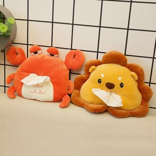 Cartoon Boîte à tiroirs Lion Crab Plush Pumping Box Washable Home Dining Table Decoration Car Seat Pendant Gift for girl friend