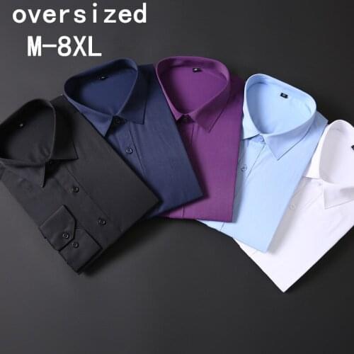 Mens plus size long-sleeved shirt 6XL 7XL 8XL cotton Fashion business solid color professional shirt(oversized plus size)