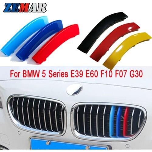 Atreus 3pcs ABS Car Grille Sticker Strip Cover Trim Clip For BMW E39 E60 E61 F10 F11 G30 G31 F07 5-Series GT M style Accessories