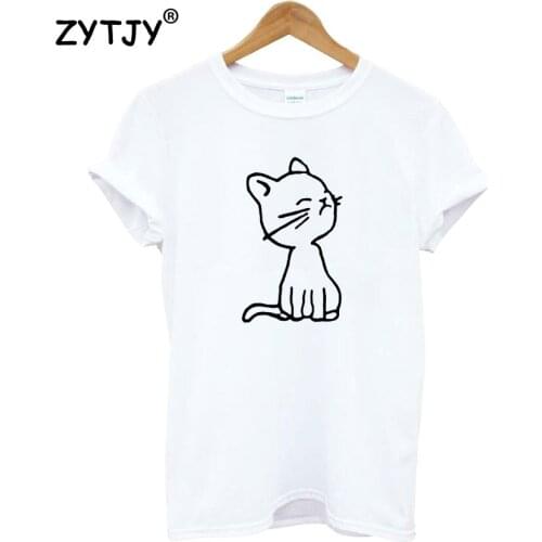 Small cat looking Print Women Tshirt Cotton Funny t Shirt For Lady Girl Top Tee Hipster Tumblr Drop Ship HH-463